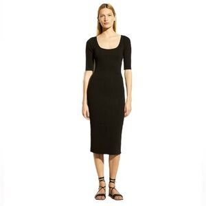 Vince cotton spandex rib knit dress black size S